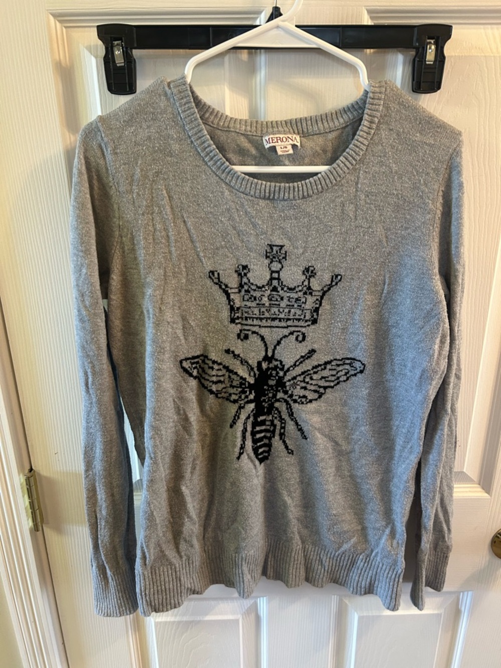 Merona Gray Sweater with Black Emblem